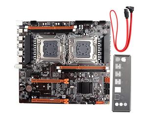 ASHATA Placa Base de Escritorio Doble zócalo Parte Posterior incorporada 2 x USB3.0/Gigabit LAN Card X79 con Cable SATA, Placa Base de computadora Compatible con Memoria común y Memoria