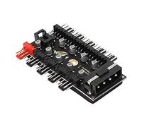 ASHATA Placa de línea de Conjunto de concentrador de Ventilador de enfriamiento PWM, Placa Base de chasis de computadora de 10 Canales Concentrador de Ventilador de 4 Pines