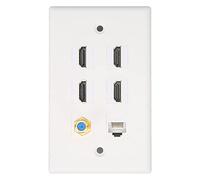 ASHATA Placa de Pared Ethernet Coaxial HDMI de 6 Puertos, 4 Puertos HDMI, Coaxial de Red Ethernet RJ45 Y Placas de Salida de Pared de Puerto de Cabeza de TV F, Compatible con Cable Cat5 Cat5e Cat6