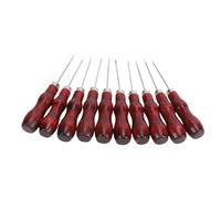 ASHATA Punzón de Gancho de Costura Incisivo para Costuras Detalladas y Perforaciones en Cuero, 10 Piezas con de Madera Ergonómico de 5,2 Pulgadas