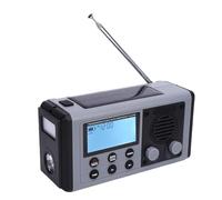 ASHATA Radio de Banda Completa de Emergencia, Receptor de Múltiples Bandas IPX6 Radio Solar Portátil a Prueba de Agua con Pantalla LCD LCD de Manivel (Grey)