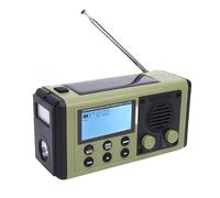 ASHATA Radio de Banda Completa de Emergencia, Receptor de Múltiples Bandas IPX6 Radio Solar Portátil a Prueba de Agua con Pantalla LCD LCD de Manivel (Green)