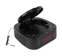 ASHATA Radio de Reloj de Alarma de Reproductor de CD, Radio de Reloj con Reproductor de CD con USB Carga Pantalla Negativa Dimible Control Remoto Diseño de Carga Temporización Doble (Enchufe de la