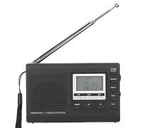 ASHATA Radio Portátil, HRD-310 Mini Radio Estéreo Receptor FM/MW/SW con Reloj Digital Auricular de 3,5 Mm, Radio Estéreo FM con Auricular Interno Y Cordón