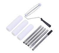 ASHATA Rodillo de Pintura Ajustable, Juego de 5 Piezas con Barra de Extensión de Acero Inoxidable y Rodillo de Fibra Tejida para Paredes y Techos, Pintura para Mejoras del Hogar (Acero inoxidable +