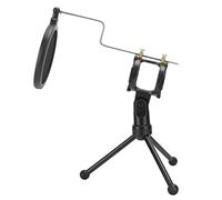 ASHATA Soporte de Micrófono con Filtro Pop, Soporte de Micrófono y Filtro de 2 Capas, Filtro Ajustable con Soporte para Trípode de Micrófono, para Mic de Condensador