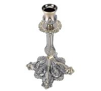 ASHATA Soporte de Velas de Metal Vintage para Decoración de Boda y Cena | Acabado en bronce antiguo, base tallada con patrón de hojas, bandeja de goteo incluida, fondo plano estable, acento de mesa