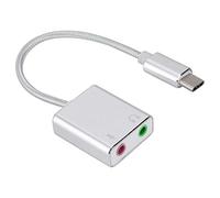 ASHATA Tarjeta de Sonido Tipo-c, Tarjeta de Sonido PC Externa, Adaptador de Audio de Tarjeta de Sonido Estéreo Externo Tipo C de Aleación de Aluminio 3.5mm EZ1247