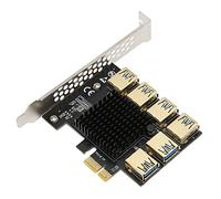 ASHATA Tarjeta Vertical PCIE 1 a 6, Divisor PCIE 1 a 6 Tarjeta Vertical PCIE, Disipador de Calor IC, Tarjeta Multiplicadora de Adaptador USB 3.0, Tarjeta de Expansión PCIE a, para Dos,