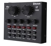 ASHATA Tarjetas de sonido externas, V8S Live Broadcast Sound Card Audio DJ Mixer, Mobile Phone USB Host Multifunción Portátil Live Sound Card Computer for Karaoke Computer Live Recording