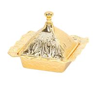 ASHATA Tazón de Servir de Oro Vintage Mini Forma Cuadrada de Aleación de Zinc Tazón Turco de Fiesta con Tapa a Prueba de Polvo para Adorno de Escritorio, Recipiente Decorativo para Azucarero