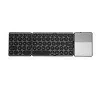 ASHATA Teclado Bluetooth Plegable con Panel Táctil, Teclado Bluetooth Plegable Portátil, Mini Teclado Inalámbrico Ultradelgado para iOS, Android, Windows, PC, Tableta, Teléfono (Black)