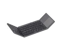 ASHATA Teclado Bluetooth Plegable, Teclado Bluetooth Plegable Recargable con TouchPad, Soporte de Modo Dual Conexión por Cable USB con batería Recargable(Negro)