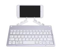 ASHATA Teclado Bluetooth Plegable, Teclado Inalámbrico Plegable Portátil con Soporte de Teléfono, Llave de 60, Recargable Liviano, para Teléfonos Inteligentes y Tabletas de Viaje (Blanco Plateado)