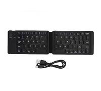 ASHATA Teclado BT Plegable, Teclado Inalámbrico Mini BT Portátil de Tamaño de Bolsillo, Teclado Plegable Ultra Delgado Recargable para iOS para Android Windows7 8 Tablet Teléfono Móvil (Negro)