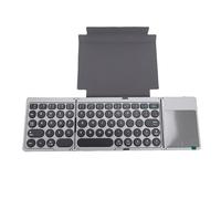 ASHATA Teclado Compacto Plegable, Teclado Bluetooth Portátil con Cubierta de Cuero PU, Panel Táctil, Conecta hasta 3 Dispositivos, para Tableta, Portátil, Teléfono Inteligente