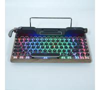 ASHATA Teclado de Juego Mecánico Inalámbrico Retro Typewriter, 84 Teclas 5.0 Azules Azules Punk Ronda Redonda RGB Tecillos Vintage Vintage para PC Tableta