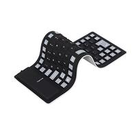 ASHATA Teclado de Silicona Impermeable, Plegable, Flexible, con Cable USB, Mini Teclado Silencioso a Prueba de Polvo, 85 Teclas, Ligero Y Portátil, Suave, Cómodo de Usar, para Ordenadores(Negro)