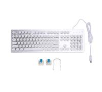 ASHATA Teclado Mecánico para Juegos, Interruptor Azul, Teclados Retroiluminados RGB de 104 Teclas, Teclado de Computadora Mecánico con Cable USB para 7 8 10 XP para OS X PC, (White)