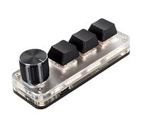 ASHATA Teclado Programable Macro USB, Teclado Macro con Interruptor Rojo con Perillas Personalizadas, Teclado Mecánico para Juegos, Teclado con una Mano, Teclado Programable (3 Teclas 1