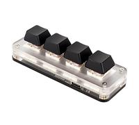 ASHATA Teclado Programable Macro USB, Teclado Macro con Interruptor Rojo con Perillas Personalizadas, Teclado Mecánico para Juegos, Teclado con una Mano, Teclado Programable (4 Llaves)