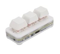 ASHATA Teclado Programable Personalizable de 3 Teclas, Teclado Mecánico para Juegos USB RGB con Interruptor Rojo, para, OS X, Pi, para Trabajo de Oficina, Atrás, Adelante (White)