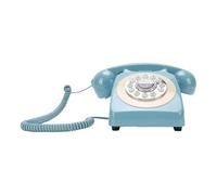 ASHATA Teléfono Bluetooth Retro con Auricular Teléfono Inalámbrico Vintage para el Hogar Llamadas Manos Libres y Reproducción de Música Carga USB para Dormitorios, Salas de Estar Material ABS (Blue)