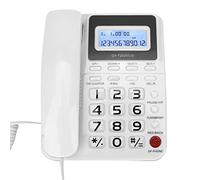 ASHATA Teléfono con Cable, Altavoz, Pantalla de identificación de Llamadas, calculadora, Botones Grandes, Modo silencioso, Interfaz Dual, Rojo/Negro/Blanco (Blanco)