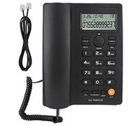 ASHATA Teléfono con Cable, identificador Llamadas Teléfono con Manos Libres Oficina en el hogar Teléfono línea Fija Hotel Inglés, teléfono con Cable Escritorio con último número Rellamada(Negro)