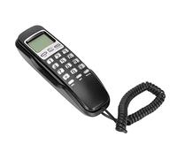 ASHATA Teléfono con Cable, Pequeño Teléfono Fijo con Cable con Pantalla LCD, Teléfono con Cable de Rellamada Flash para Oficina en Casa(Negro)