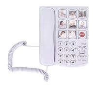 ASHATA Teléfonos con Cable, LD-858HF Teléfonos Fijos con Botones Grandes para el Hogar, Teléfono Fijo con Cable con Memoria Fotográfica Amplificada para Personas Mayores