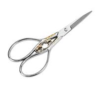 ASHATA Tijeras clásicas Europeas Vintage, Retro Antiguo Flor de Ciruelo Costura Tijeras de Sastre Tijeras Inoxidable para Punto de Cruz, Bordado, Costura, artesanía(Plateado con Estampado Dorado)