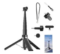 ASHATA Trípode/Palo Selfie Portátil, Ligero, Multifuncional, Soporte para Cámara para Vlogging, Transmisión en Vivo para Cámara de Acción, Teléfono Inteligente, Trípode Compacto de Aluminio