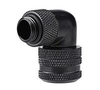 ASHATA Tubo Rígido de 90 Grados,Accesorios de Refrigeración por Agua, 10 mm/ 14 mm Tubo Duro Resiste el óxido y la Corrosión.(Latón+Chapado de Cromo)(Negro)