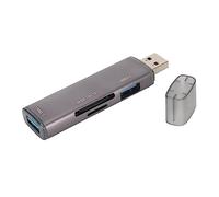 ASHATA USB 3.0 Hub 4 Puertos, Transmisión de 300 MB/S, Divisor USB de Aleación de Aluminio para PC, Almacenamiento/Ranura para Tarjeta de Memoria, Plug and Play