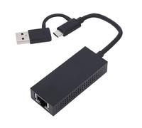 ASHATA USB Tipo C a RJ45 Dual Puerto 2.5G Adaptador de Red con Cable Gigabit, Convertidor Ethernet Externo de Aleación de Aluminio para Computadora Portátil, Escritorios, Enchufe y