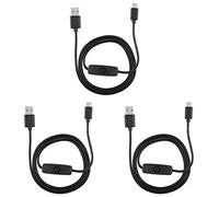 ASHATA USB Tipo-C a USB-A 2.0 Cable de Cargador Macho, 3PCS Tipo-C a USB Adaptador de Corriente Cable de alimentación con Interruptor, para 4B