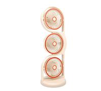 ASHATA Ventilador de 3 Cabezales Tres Cabezales Ventilador de Triple Cabezal Enfriamiento por Convección Envolvente Flujo de Aire Multidireccional de Escritorio con Luz ABS 7.1x6.3x18.5in 1.1lbs