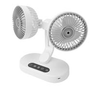 ASHATA Ventilador de Escritorio Compacto de Doble Cabezal, Ventilador Pequeño USB Portátil, Temporizador Inteligente, Pantalla Digital, Funcionamiento Silencioso para Dormitorios, Sesiones de Estudio,