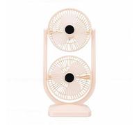 ASHATA Ventilador de Escritorio de Doble Cabezal, Torre Pequeña, Recargable por USB con Velocidades Ajustables para Refrigeración Interior, Diseño Compacto, 2400mAh (Caqui)