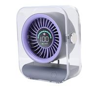 ASHATA Ventilador de Escritorio Transparente Recargable por USB con Pantalla Digital LED, Ventilador de Mesa Portátil con Motor Potente para Oficina en Casa (PURPLE)