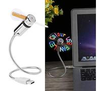 ASHATA Ventilador LED, Ventilador USB Flexible programable, Ventilador USB Mini Cuello de Cisne, Ventilador USB RGB portátil con LED Colorido para computadora portátil