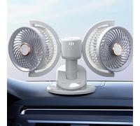 ASHATA Ventilador Recargable de Doble Cabezal con Abrazadera, Rotación de 360 °, Luz Nocturna, Motor sin Escobillas, Ventilador Portátil de Doble Cabezal para Escritorios Compartidos, Dormitorios