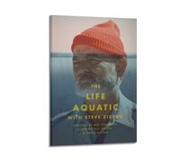 ASHDRUWQHR Póster de The LIFE AQUATIC with STEVE ZISSOU sobre lienzo para pared, póster estético, pintura artística moderna para sala de estar, 50 x 75 cm, estilo marco