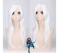 Ashe LoL 60cm Anime Game Pelucas de cosplay onduladas largas y rizadas para mujeres Cabello falso femenino para fiesta de disfraces Blanco