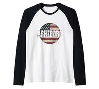Asheboro Carolina del Norte, Bandera Americana Vintage Camiseta Manga Raglan