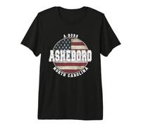 Asheboro Carolina del Norte, Bandera Americana Vintage Camiseta Premium