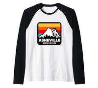 Asheville North Carolina Esquí Snowboard Viaje Familiar Camiseta Manga Raglan