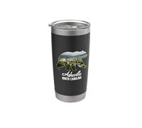 Asheville, perfil de la ciudad, dentro, oso, silueta, Carolina del Norte Vaso térmico de acero inoxidable de doble pared
