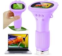 Ashfly Microscopio para niños, zoom 200x, cámara HD 2 pulgadas, kit STEM, herramienta científica portátil, ideal para niñas 3-12 años, morado